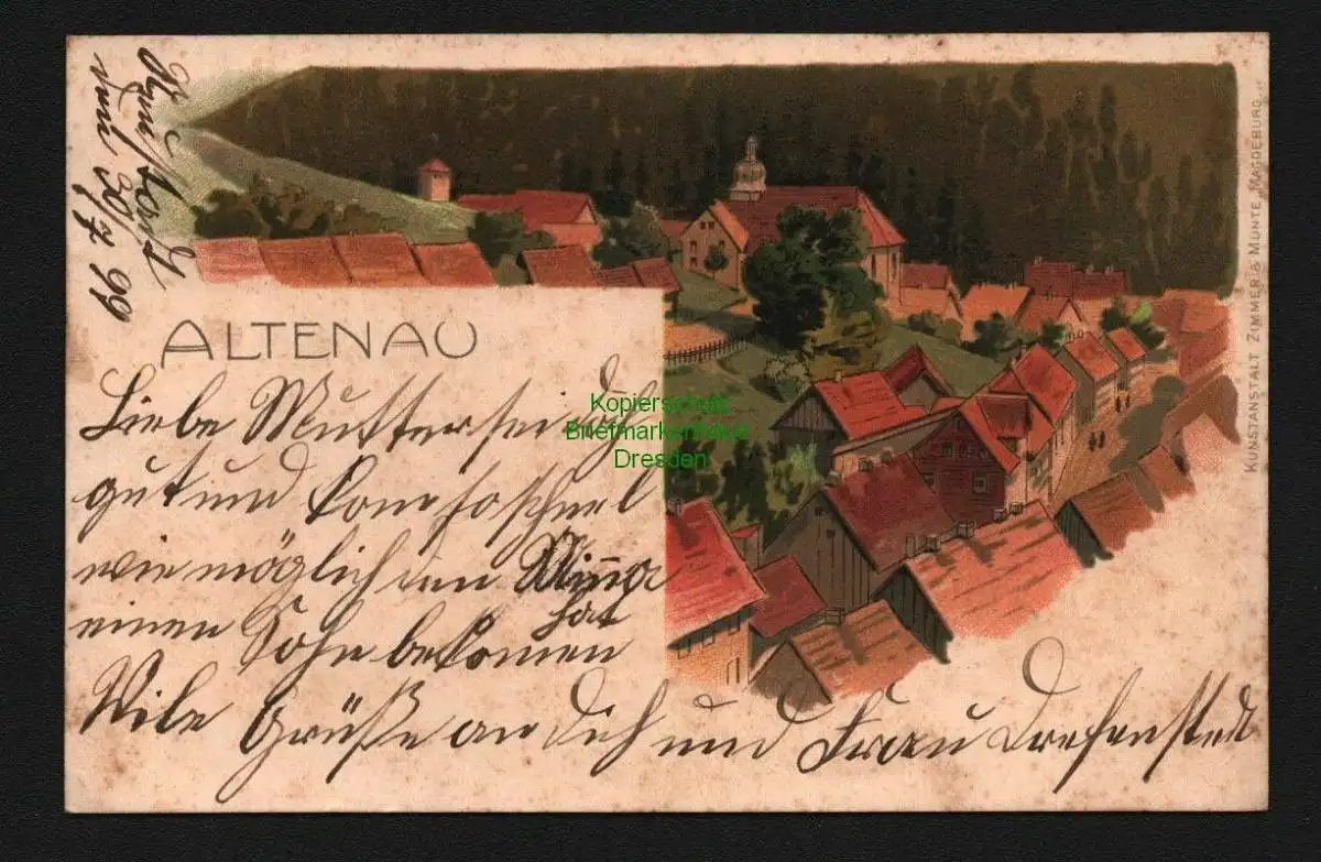 138164 AK Bergstadt Altenau Harz Litho Künstlerkarte 1899