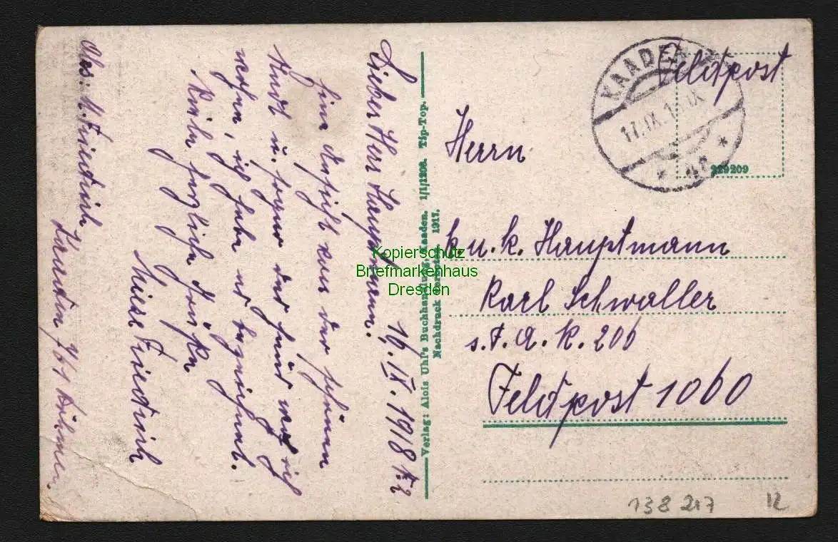 138217 AK Kaaden an der Eger Kadan 1918 Feldpost