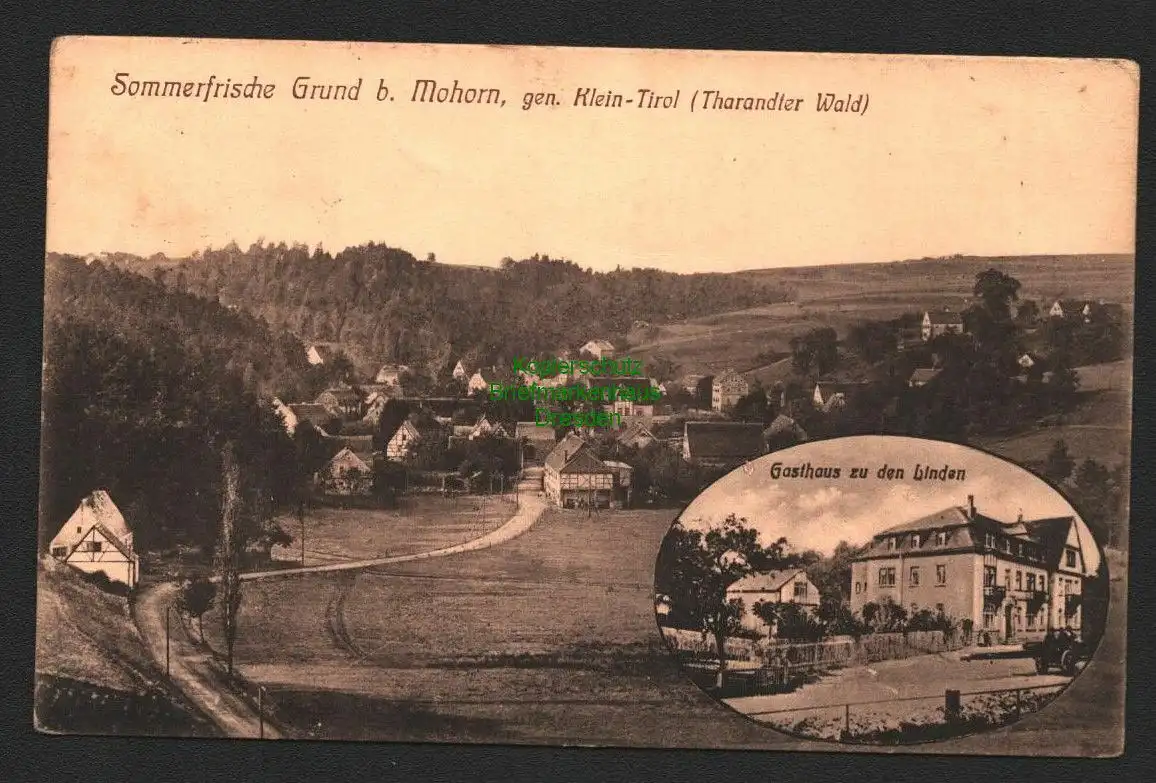 138273 AK Sommerfrische Grund b Mohorn Klein Tirol Tharandter Wald 1918 Gasthaus