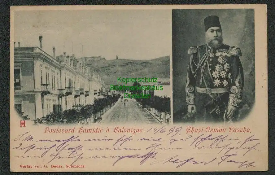 137865 AK Thessaloniki Boulevard Hamidie a Salonique 1899 Chazi Osman Pascha