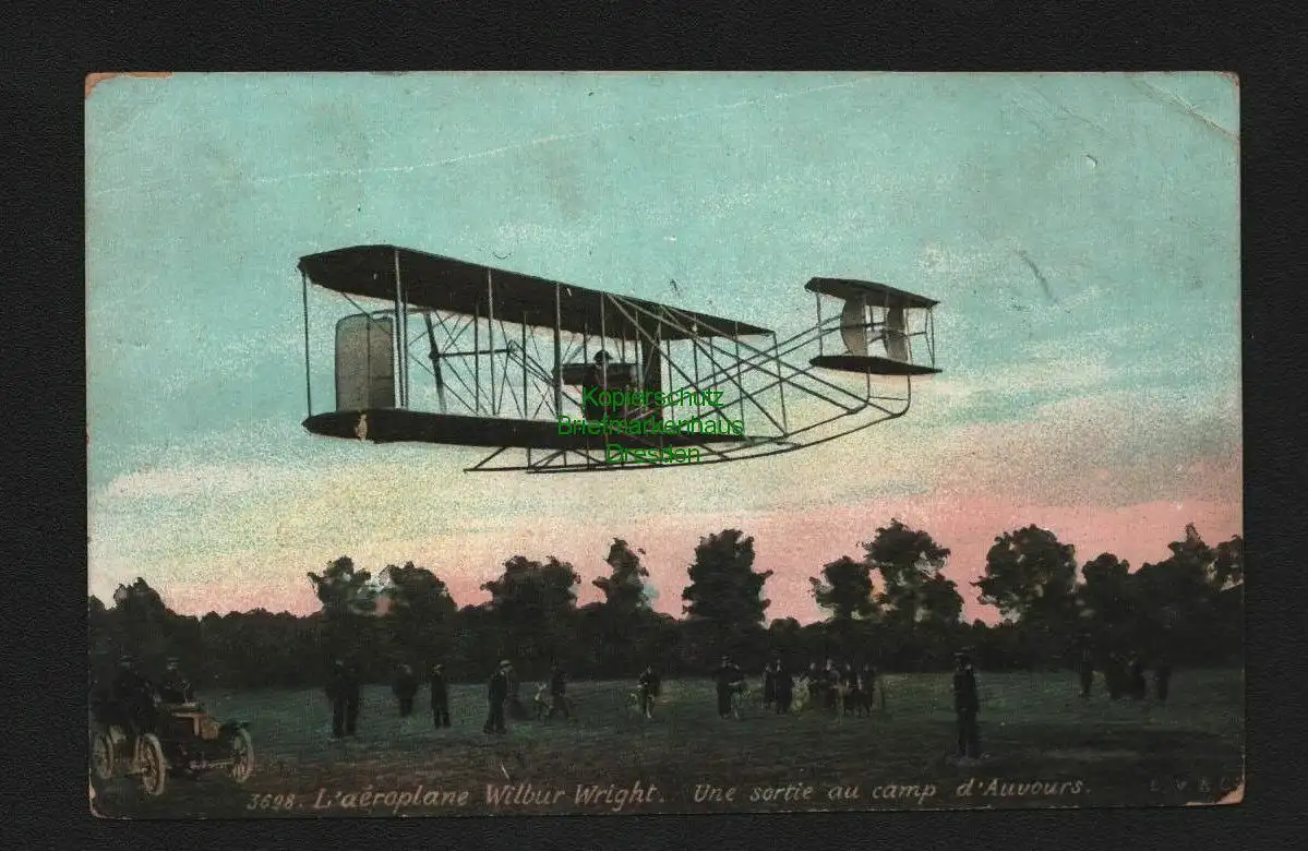 138055 AK Flugzeug Frankreich 1912  Wilbur Wright im Doppeldecker