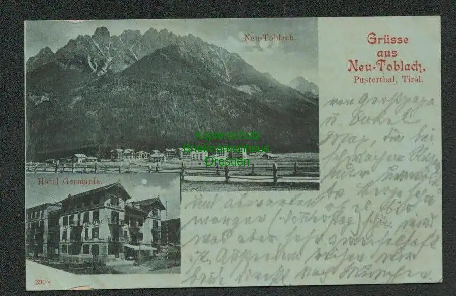137556 AK Neu Toblach Dobbiaco Südtirol Pustertal Hotel Germania 1898