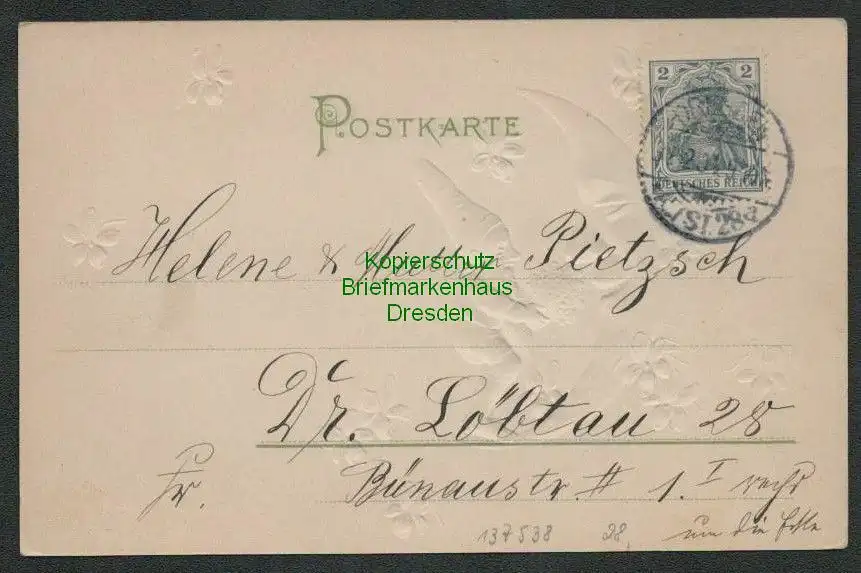 137538 AK Neujahr Prägekarte 1904 Künstlerkarte 1904 Zwerg Mond