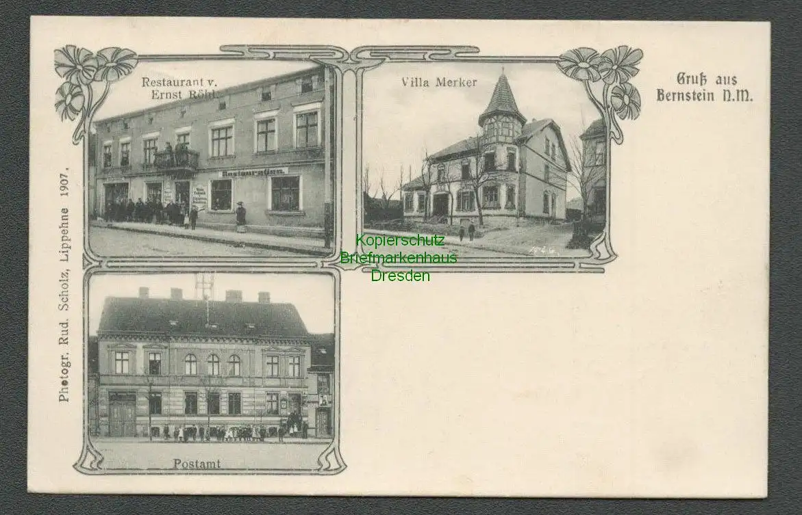 137484 AK Bernstein N.-M. 1908 Pelczyce Neumark Restaurant Postamt Villa Merker