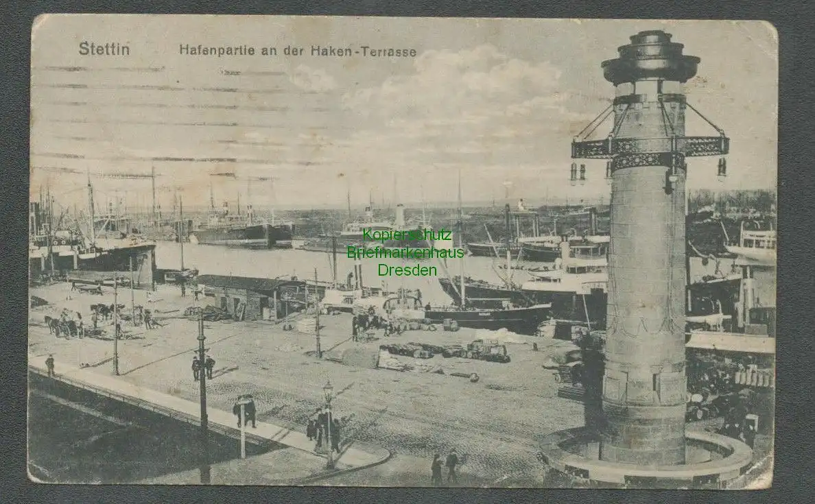 137372 AK Stettin Hafenpartie an der Haken Terasse 1915