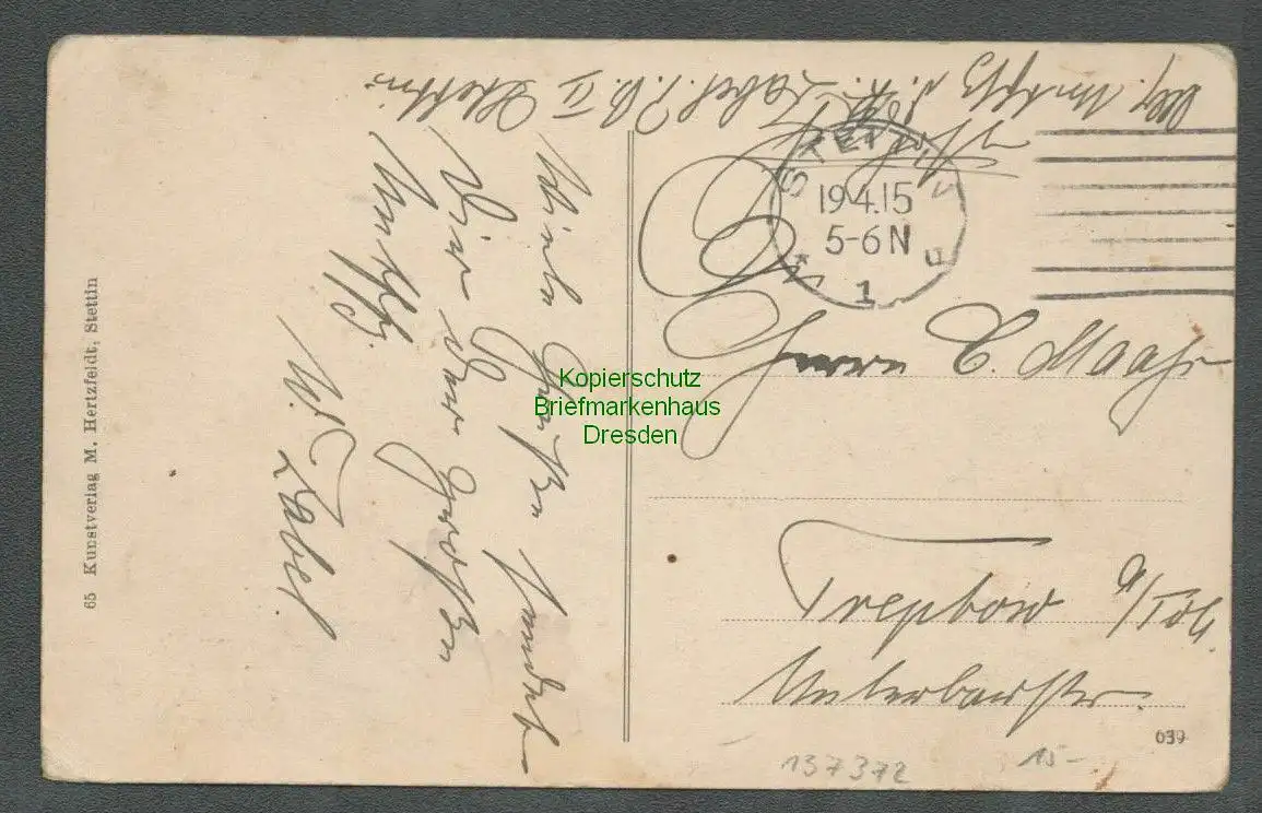 137372 AK Stettin Hafenpartie an der Haken Terasse 1915