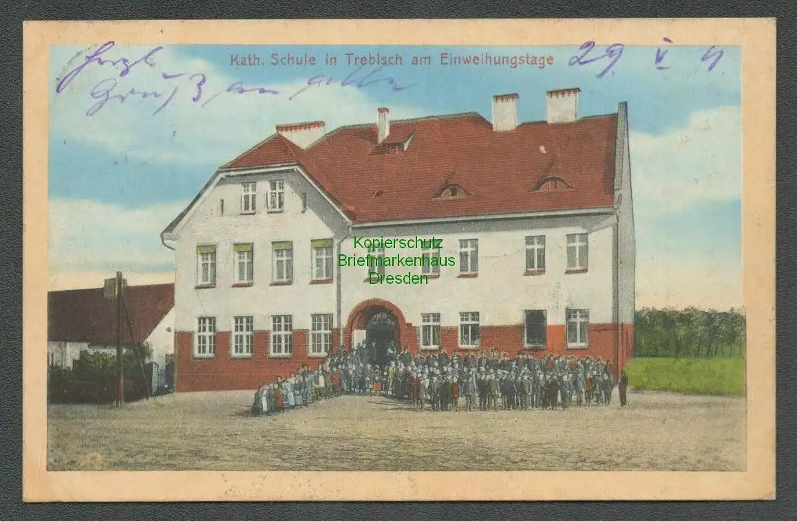 137332 AK Trebisch Trzebiszewo 1911 bei Schwerin Warthe Einweihung Kath. Kirche