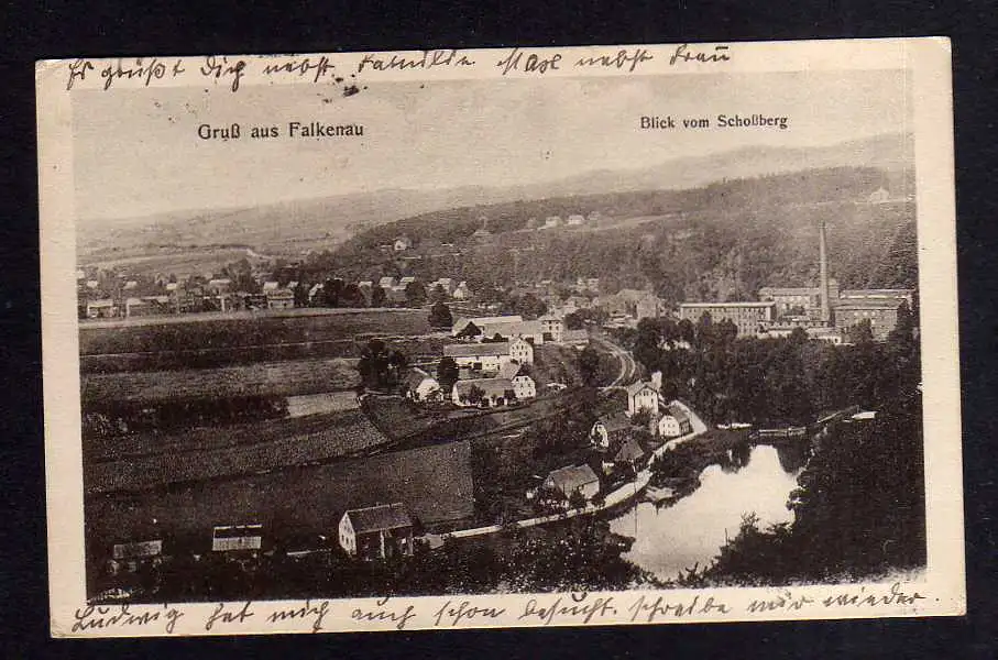 111737 AK Falkenau Sachsen 1936 Blick vom Schloßberg Fluß Häuser Fabrik