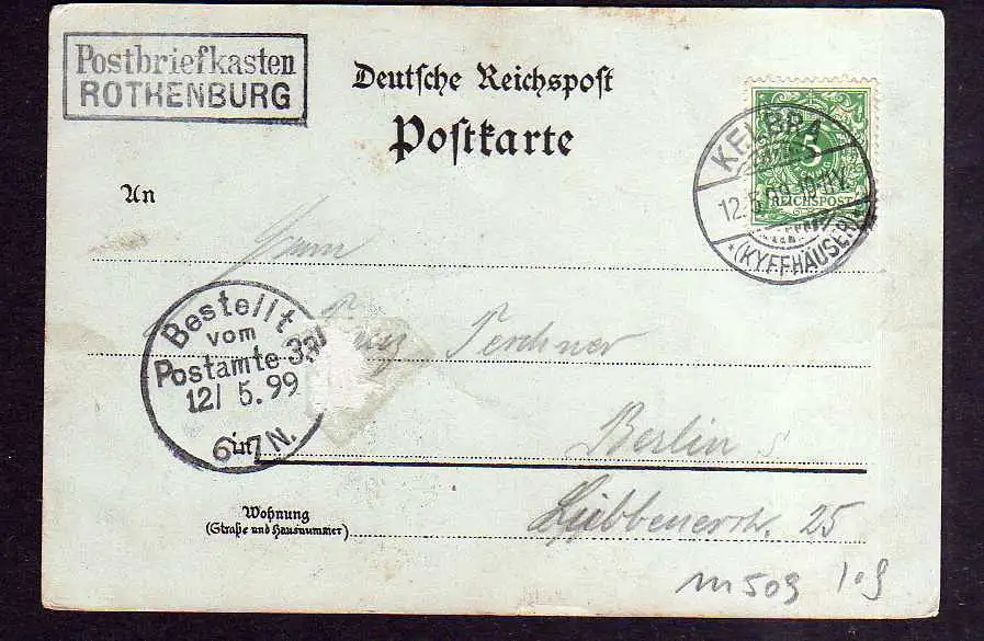 111509 AK Kelbra Kyffhäuser 1899 Rothenburg Thüringen Postbriefkasten