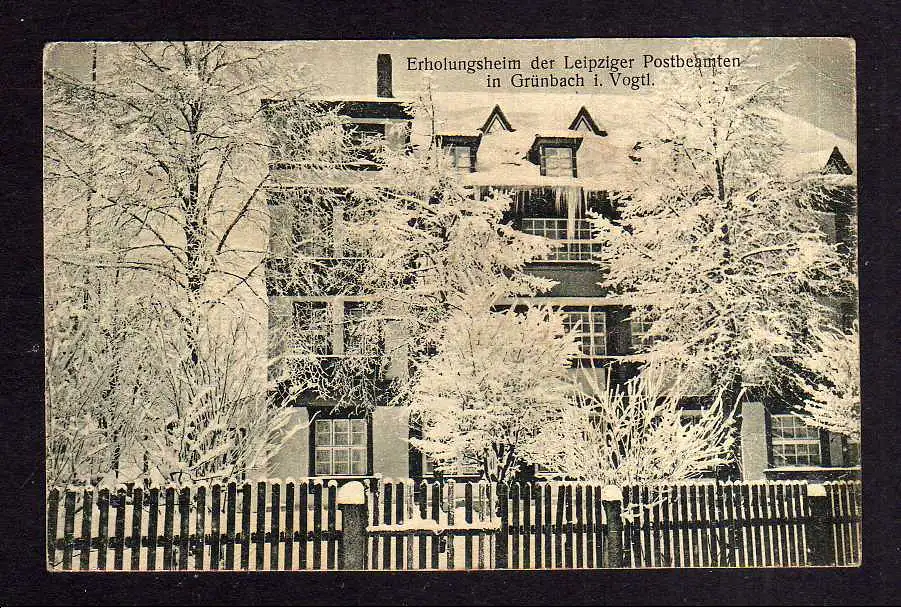 111050 AK Grünbach i. Vogtland Erholungsheim Leipziger Postbeamten um 1920