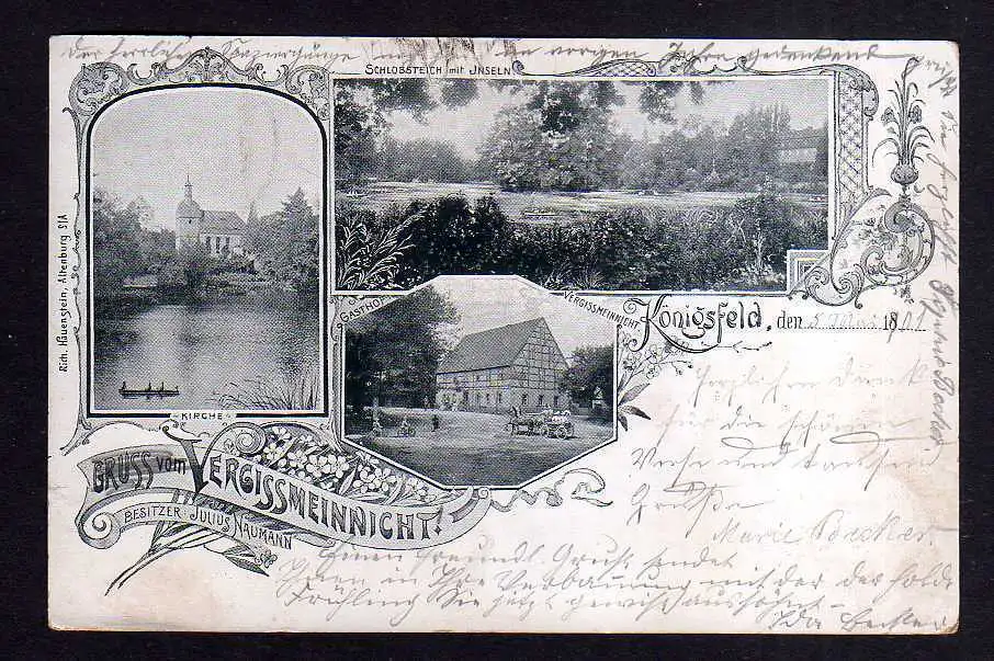 110651 AK Königsfeld Sachsen Gasthof Vergissmeinnicht bei Rochlitz 1901