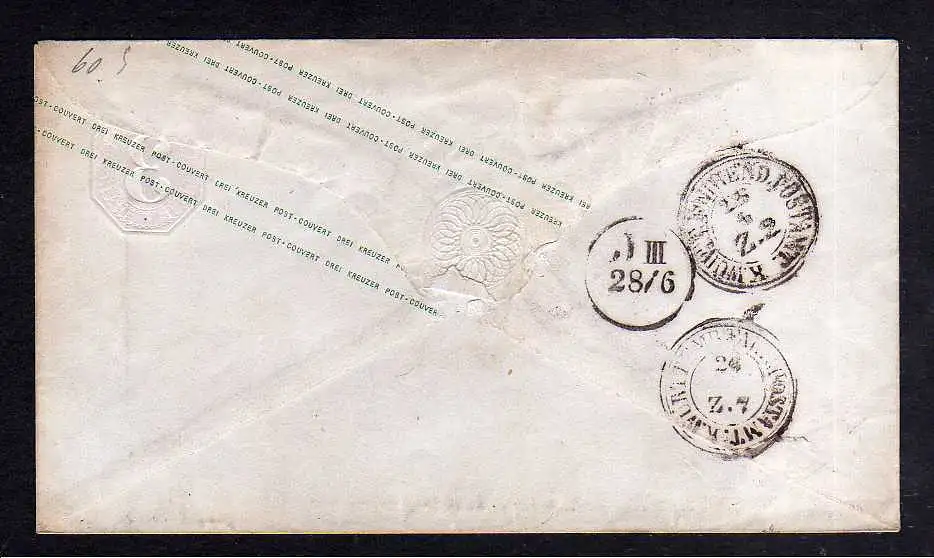 105283 Württemberg 1864 Ganzsache Umschlag Knittlingen nach Stuttgart