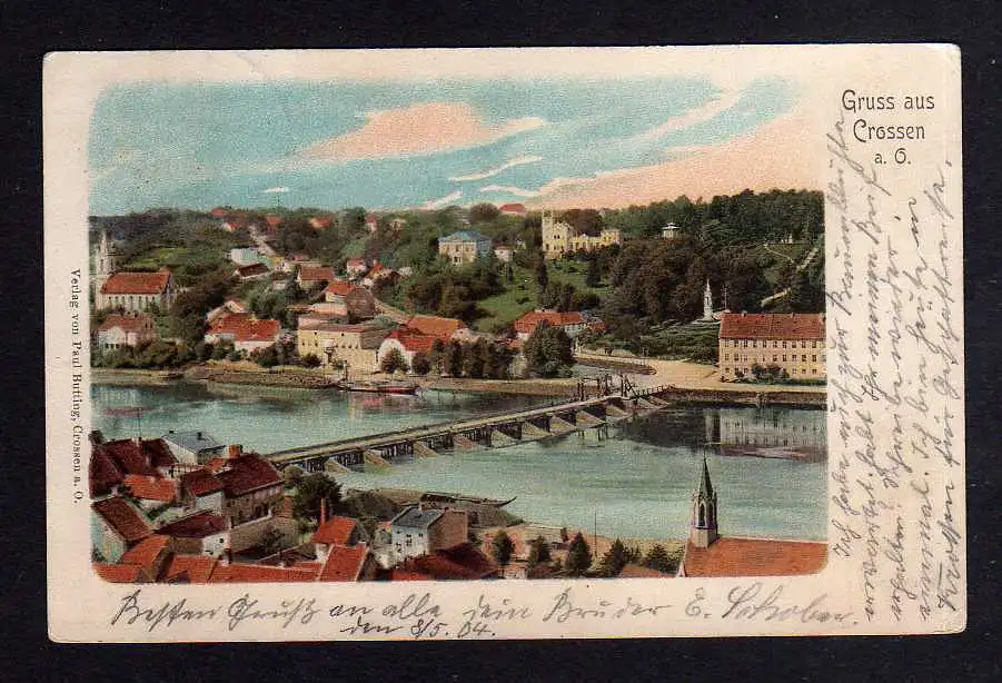 105794 AK Crossen an der Oder 1904 Oderbrücke