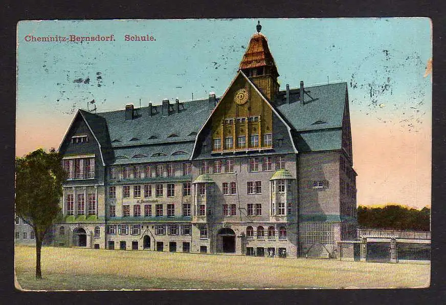 104187 AK Chemnitz Bernsdorf Schule 1912