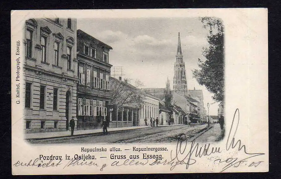 104414 AK Osijek Essegg Kroatien 1905 Kirche Straße Kappuzinergasse