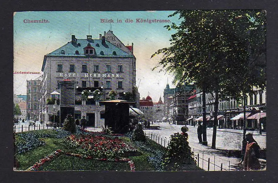 104362 AK Chemnitz Königstrasse Hotel Herrmann 1913