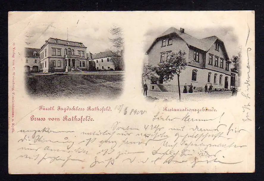 103808 AK Rathsfeld Steinthaleben Kyffhäuser Jagdschloss Restaurant 1900