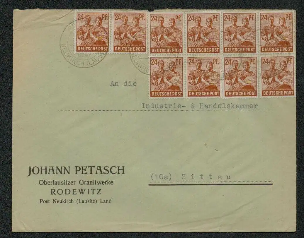 h5370 SBZ Währungsreform 1948 Brief Zehnfach Poststelle I Rodewitz über Neukirch