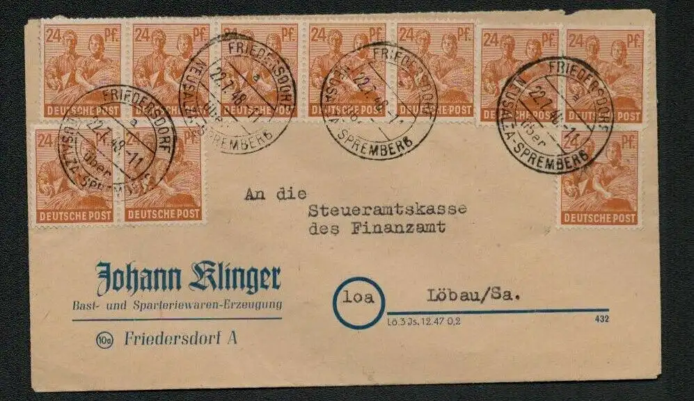 h5375 SBZ Währungsreform 1948 Brief Zehnfach Friedersdorf Neusalza-Spremberg