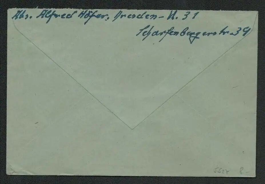 h5527 SBZ Währungsreform 1948 Brief Dresden 31 Gebühr bezahlt an Versicherung