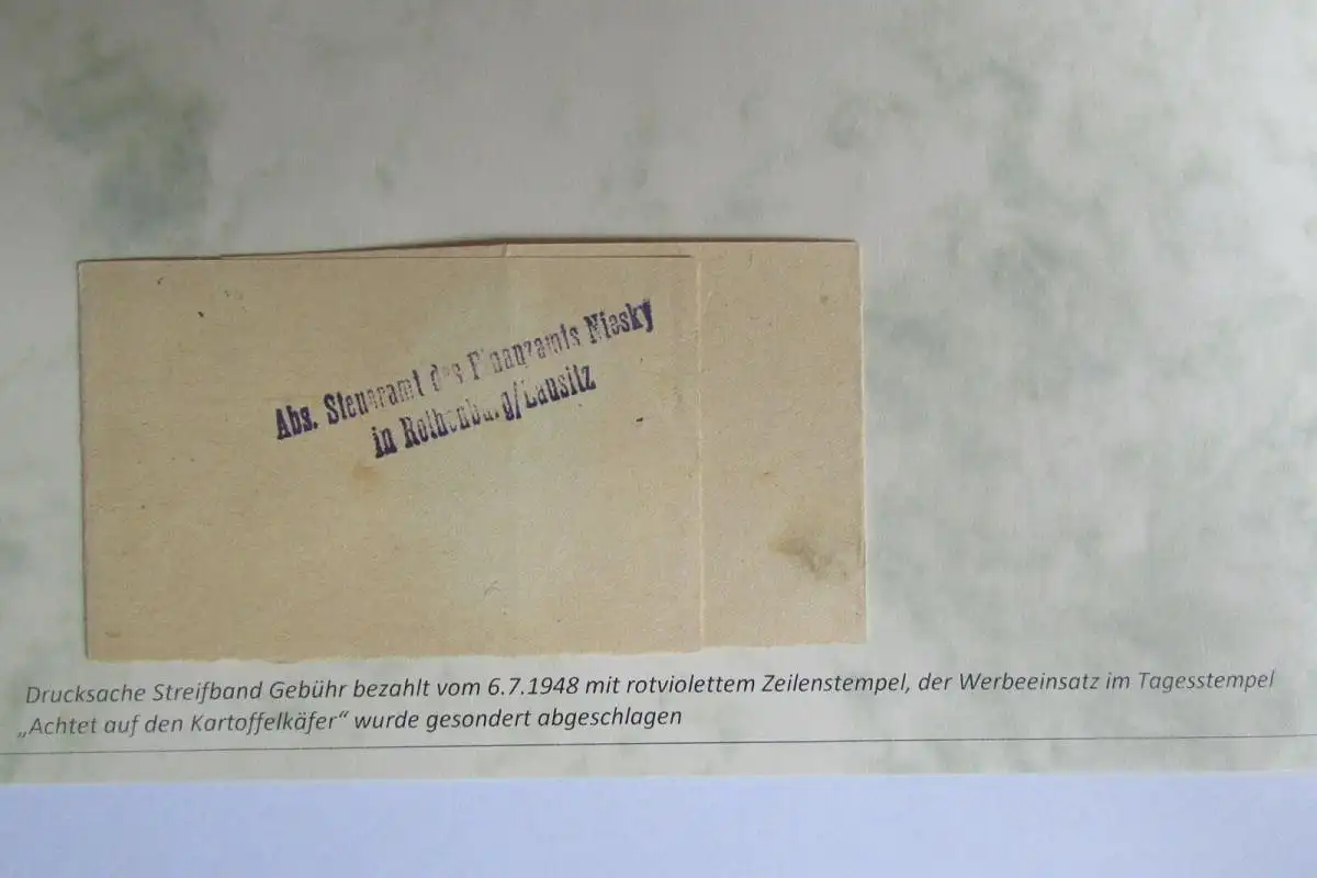 h5311 SBZ Währungsreform 1948 Brief Gebühr bezahlt Rothenburg Lausitz Drucksache