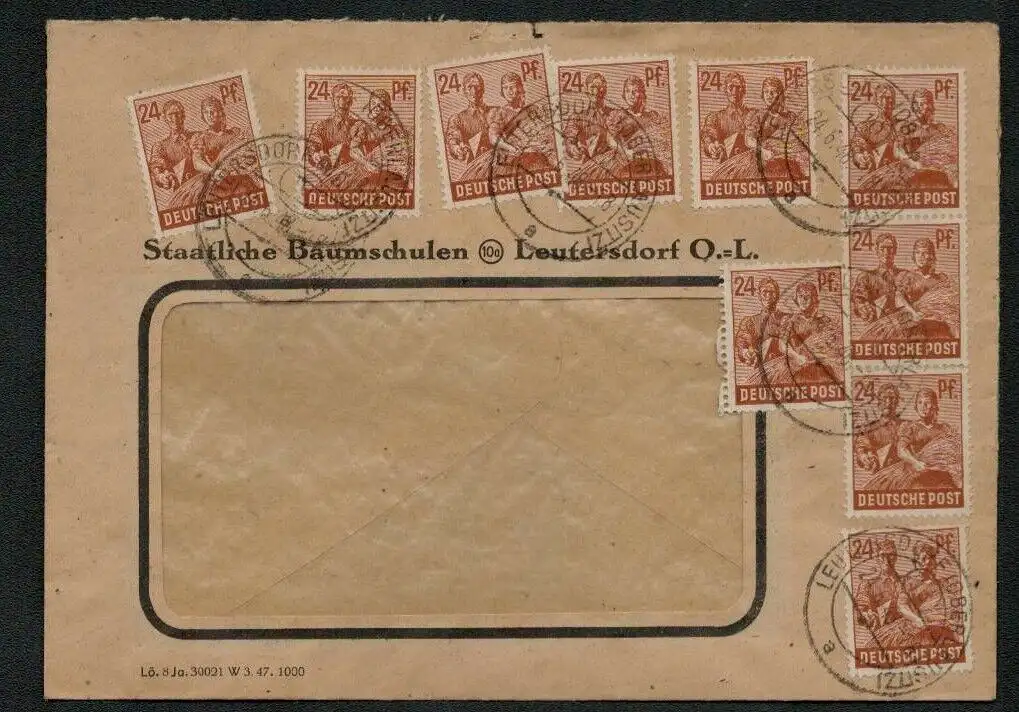 h5339 SBZ Währungsreform 1948 Zehnfach Brief Leutersdorf 24.6.48 Ersttag WR