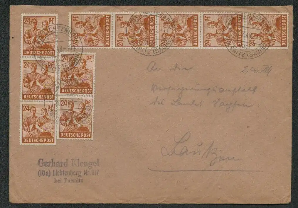 h5288 SBZ Währungsreform 1948 Brief Zehnfachfrankatur Lichtenbeg Poststelle I