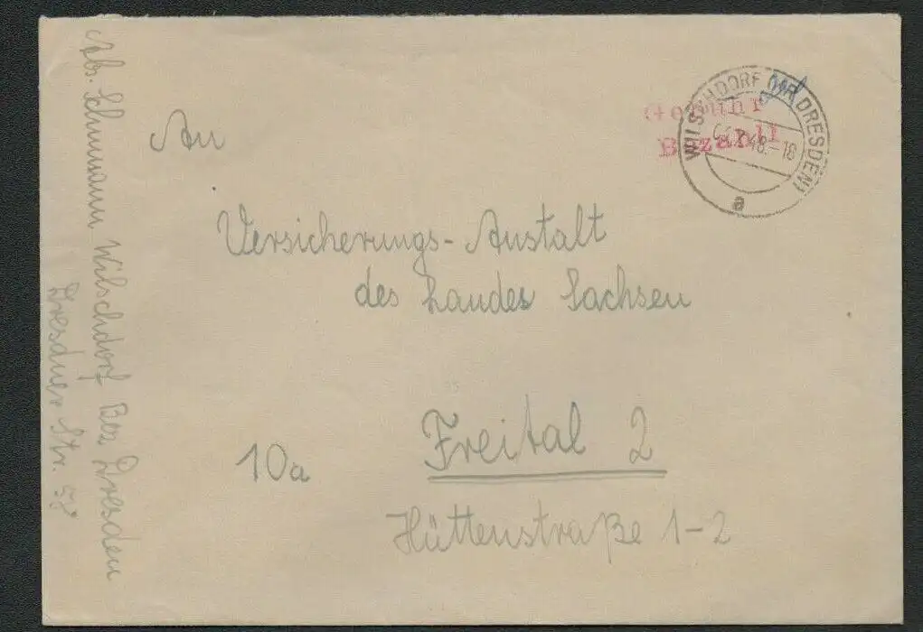 h5234 SBZ Währungsreform 1948 Brief Gebühr bezahlt Wilschdorf Kr. Dresden