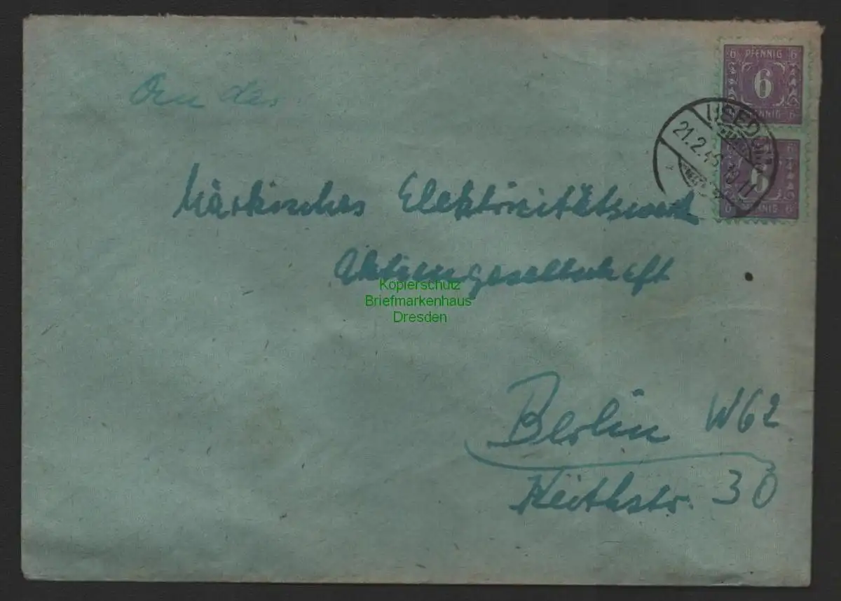 B10059 Brief SBZ Mecklenburg Usedom 1946 nach Berlin MEW