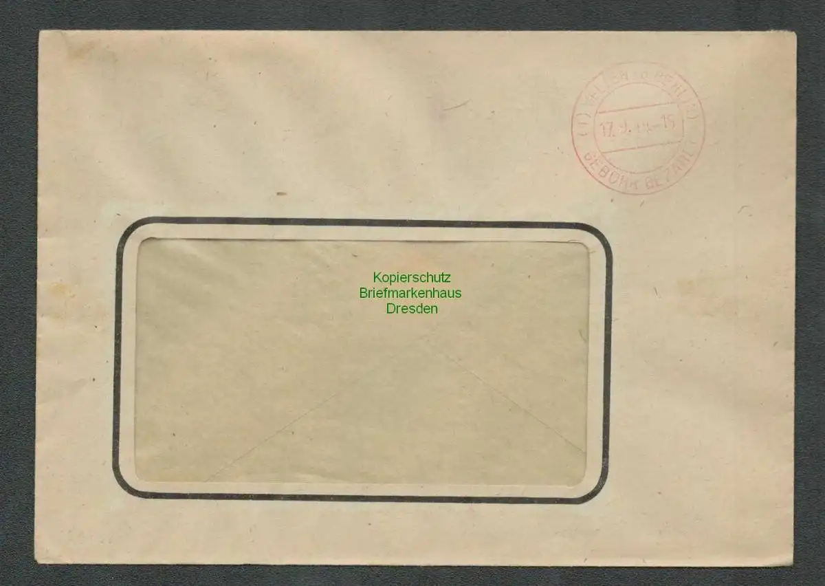 B-5558 SBZ Gebühr Bezahlt Brief Velten bei Berlin 1945