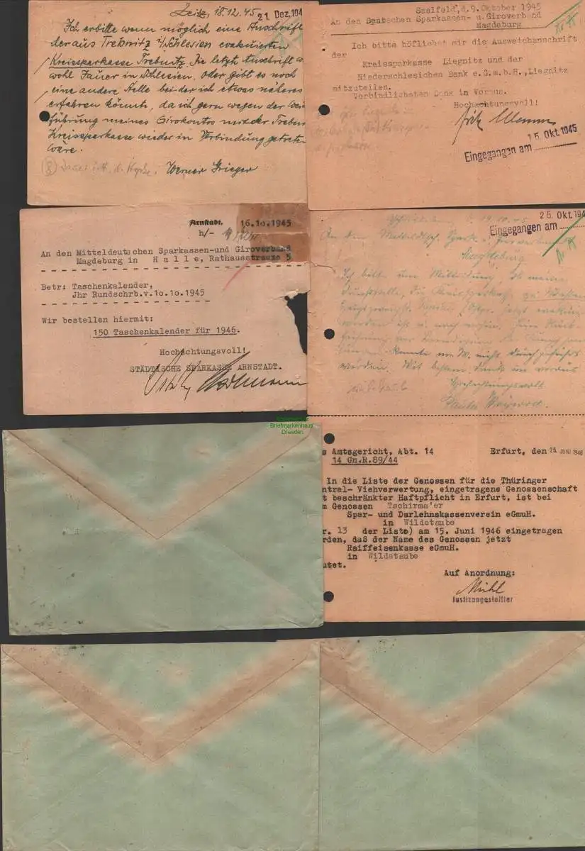 B10238 12x Brief Karte SBZ gebühr bezahlt 1945 1948 Leipzig Aschersleben Erfurt