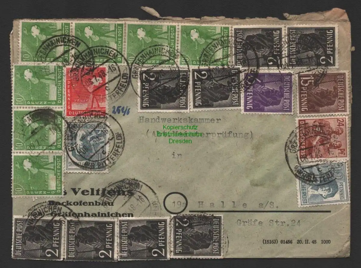 B10231 Brief SBZ Währungsreform 1948 Gräfenhainichen Kr.  Handwerkskammer