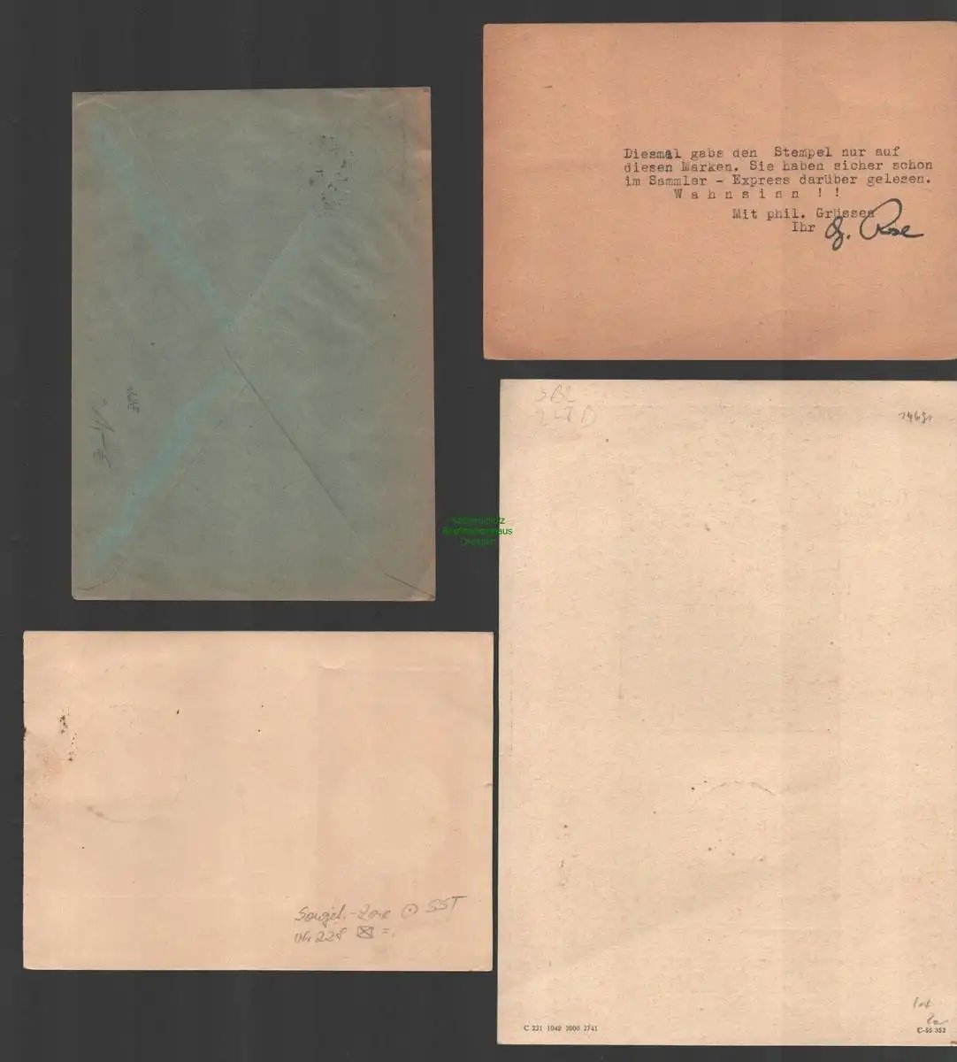 B-14691 Gedenkblatt Tag der Briefmarke SBZ 228 Chemnitz Cottbus Dresden Leipzig