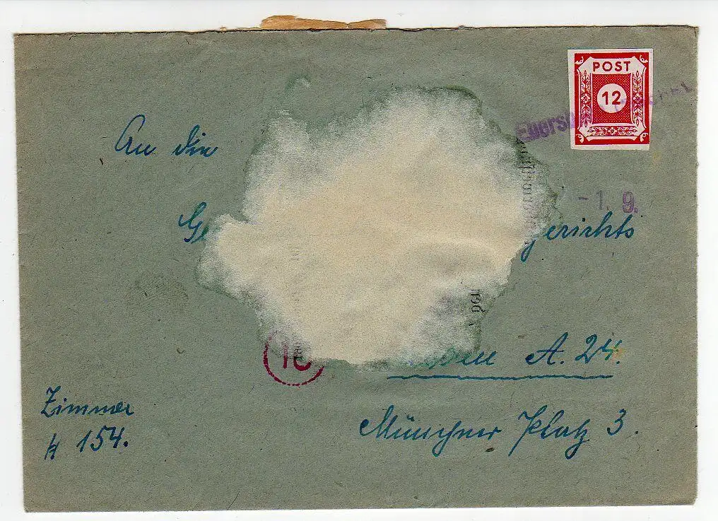 44262 Brief SBZ 46 Notstempel Ebersbach Sachs. 1945