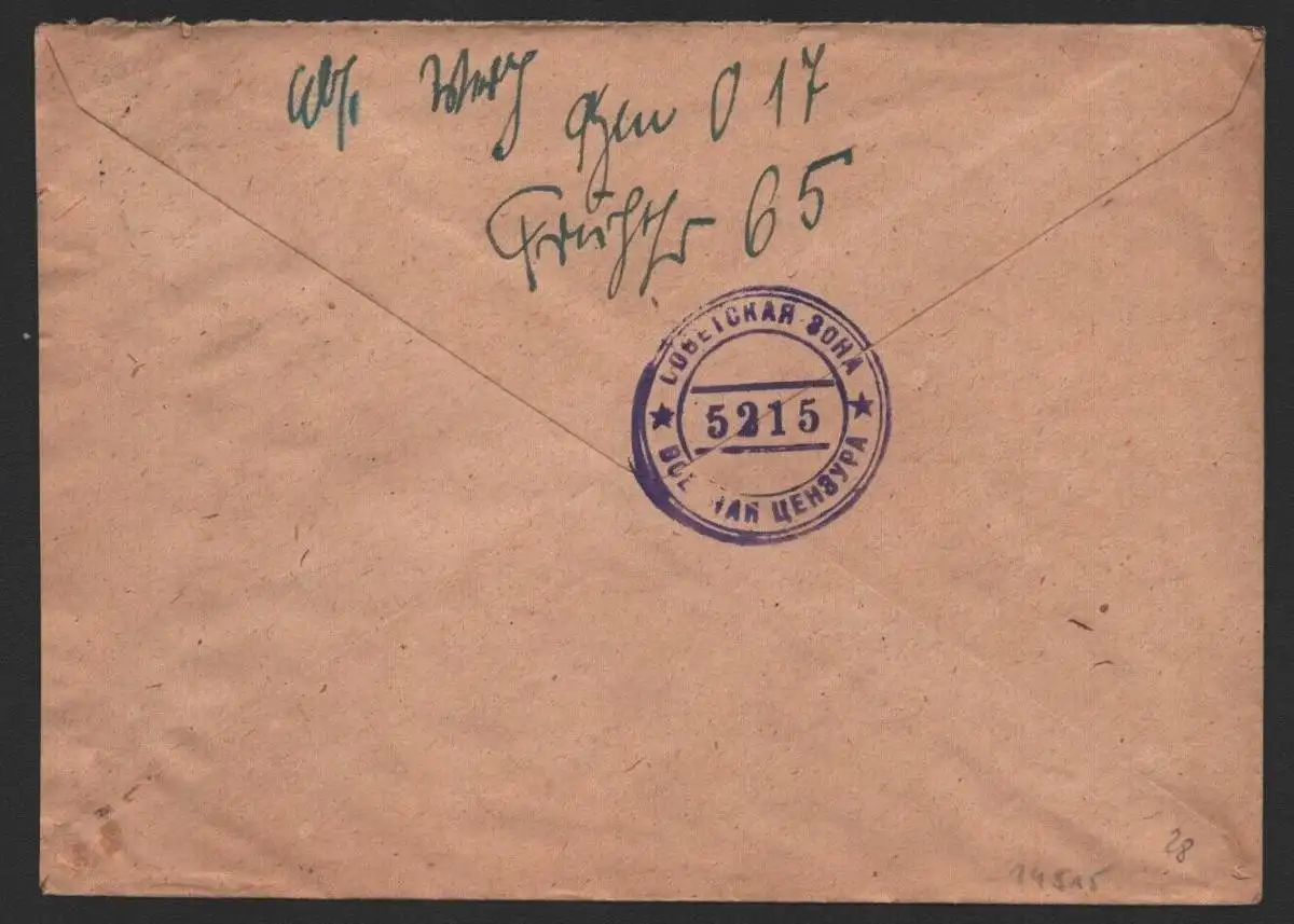 B-14515 SBZ Brief Sowjetische Zensur 5215 Berlin O 17  Ortsbrief nach Moabit