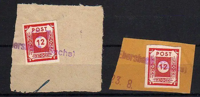44245 SBZ 46 2x Briefstück Notstempel Ebersbach Sachs.