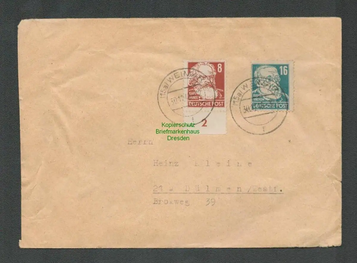 B-5477 Brief SBZ 1948 Weimar nach Dülmen Westf. Sowjetische Zensur 6379