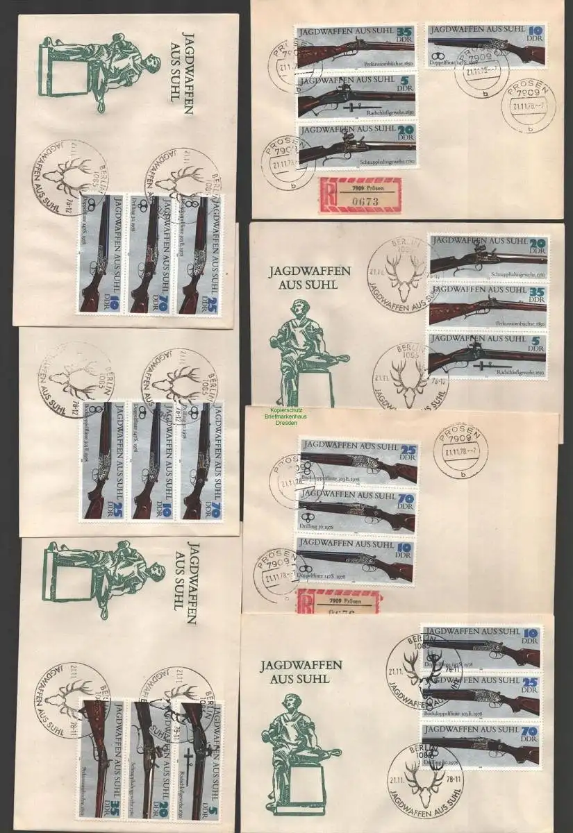 B-14619 7x DDR FDC 1978 2378 - 2381 ZD Kombination sehr seltener privater FDC