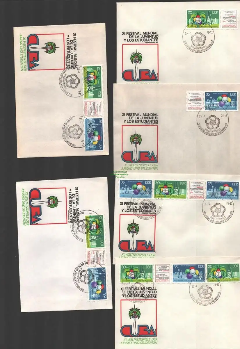B-14617 9x DDR FDC 1978 2345 2346 ZD Kombination sehr seltener privater FDC