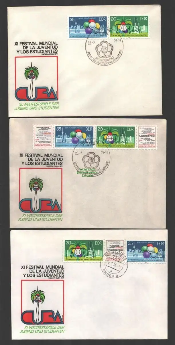 B-14617 9x DDR FDC 1978 2345 2346 ZD Kombination sehr seltener privater FDC