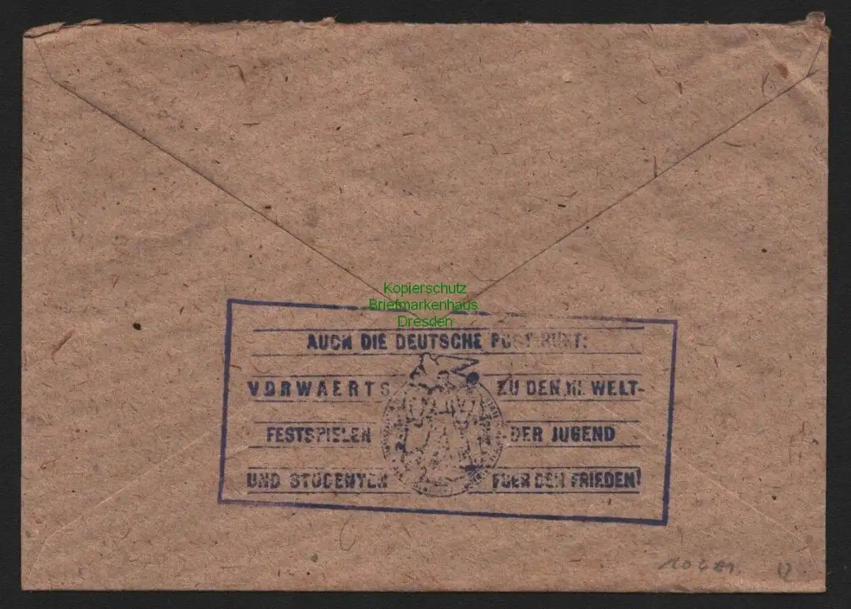 B10681 Brief DDR Propaganda Halle Saale Oberpostdirektion 1951 Vorwärts zu den