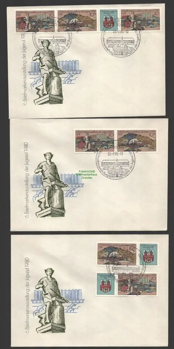 B-14626 9x DDR 1980 2532 - 2533 ZD Kombinationen auf sehr seltene private FDC