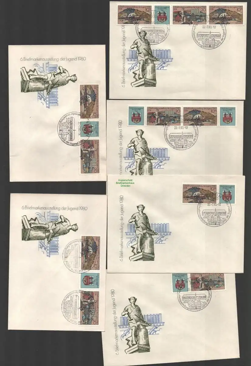 B-14626 9x DDR 1980 2532 - 2533 ZD Kombinationen auf sehr seltene private FDC