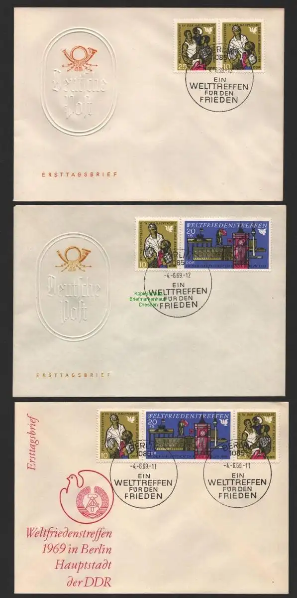 B-14602 DDR FDC 1969 1478 1479 1480 ZD Kombination sehr seltener privater FDC