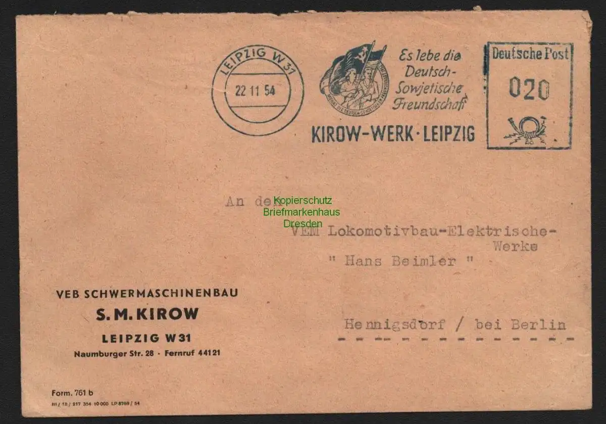 B10601 Brief DDR Propaganda DSF Es lebe die Deutsch Sowjetische Freundschaft
