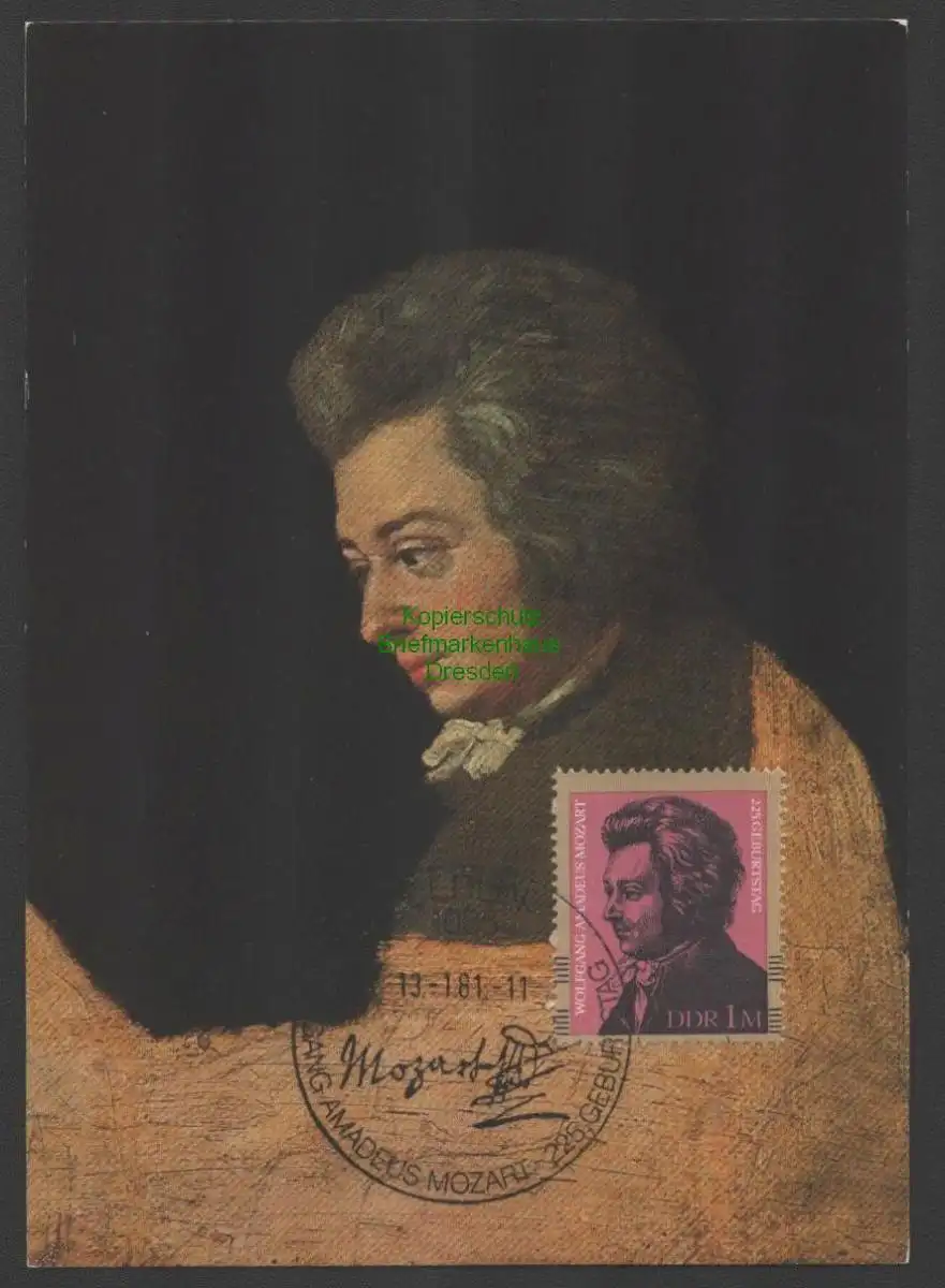 B-14660 DDR 2572 1981  Maximumkarte 225. Geburtstag von Wolfgang Amadeus Mozart