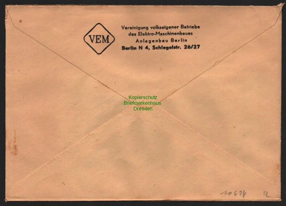 B10624 Brief DDR Propaganda Losung Deutsche an einen Tisch Berlin 1951