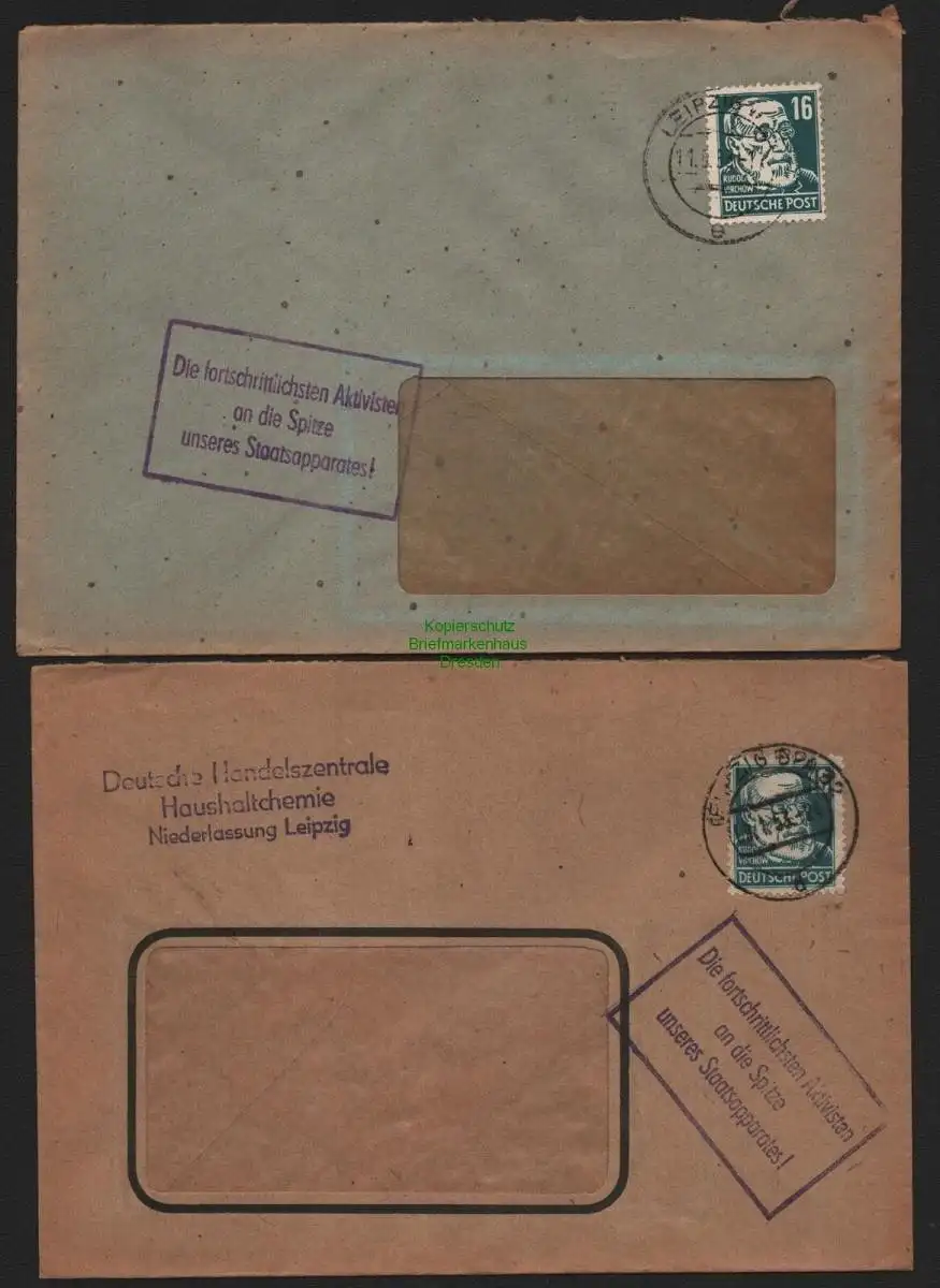 B10618 2x Brief DDR Propaganda Die Fortschrittlichsten Aktivisten an die Spitze