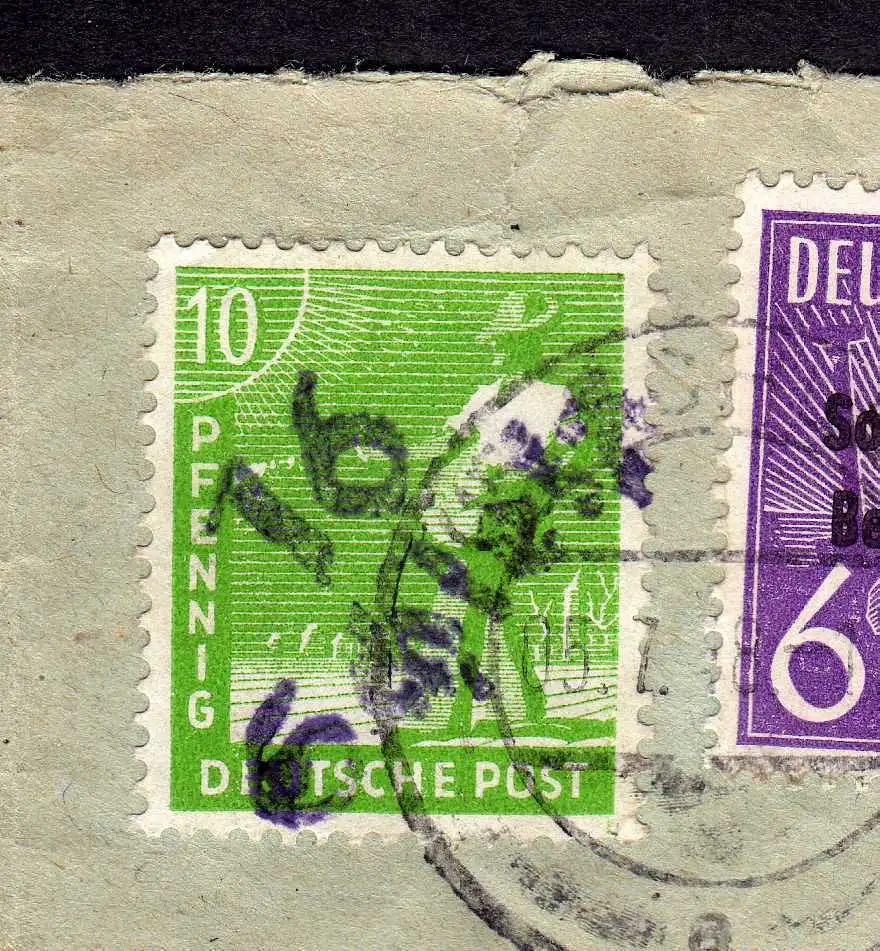 h2802 Handstempel Bezirk 16 Schleiz violett 10 Pfennig Brief gepr. BPP Bedarf na