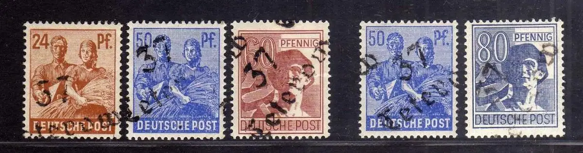 h2587 Handstempel Bezirk 37 Teterow 50 80 Pfennig postfrisch ** gepr. BPP + 3 We